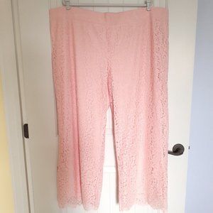 Isaac Mizrahi Live! Wide Leg Knit Lace Pants in Satin Pink Size 3X